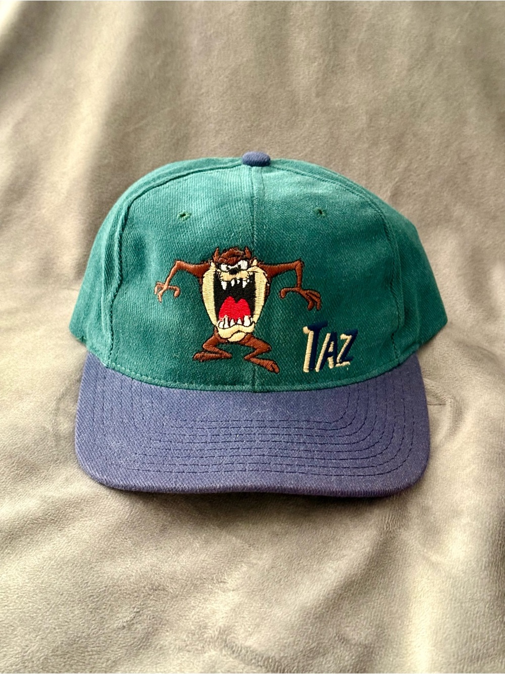 Taz Green & Blue Cap with Embroidered Taz Character Size Large